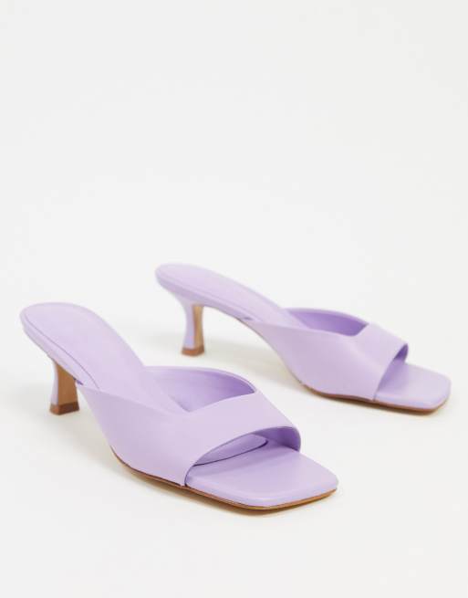 Mango square toe mid heel sandals in lilac | ASOS