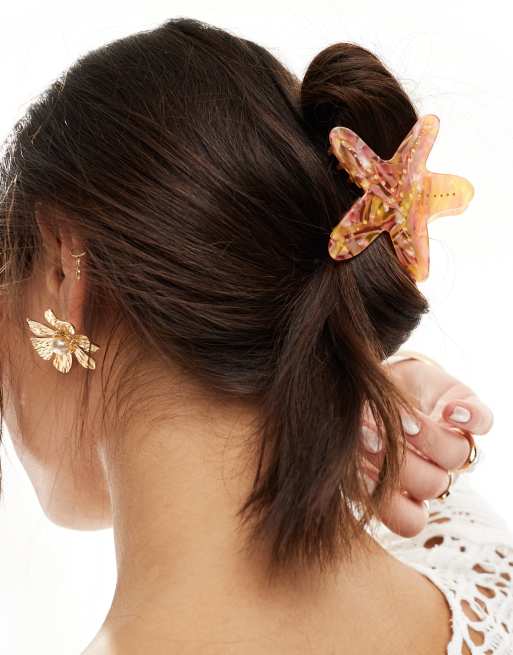 Mango star fish clip in orange, 3 of 4