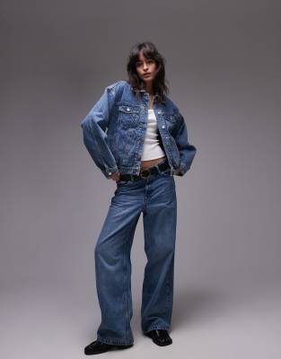 Mango star print denim jacket co-ord in blue - view 1