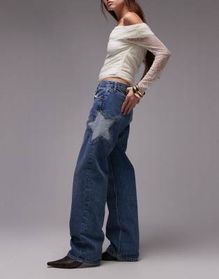 Mango Mango star print jeans in blue