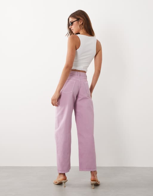 Mango starring Hailey Bieber 100% cotton barrel jean in pale pink, 3 of 5