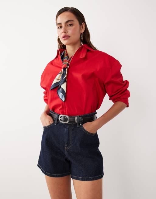 Mango starring Hailey Bieber denim shorts in indigo, 2 of 5