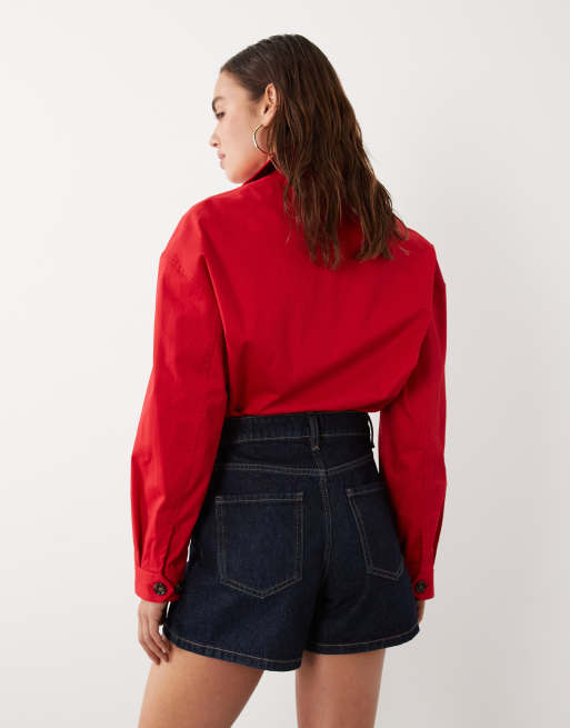 Mango starring Hailey Bieber denim shorts in indigo, 4 of 5
