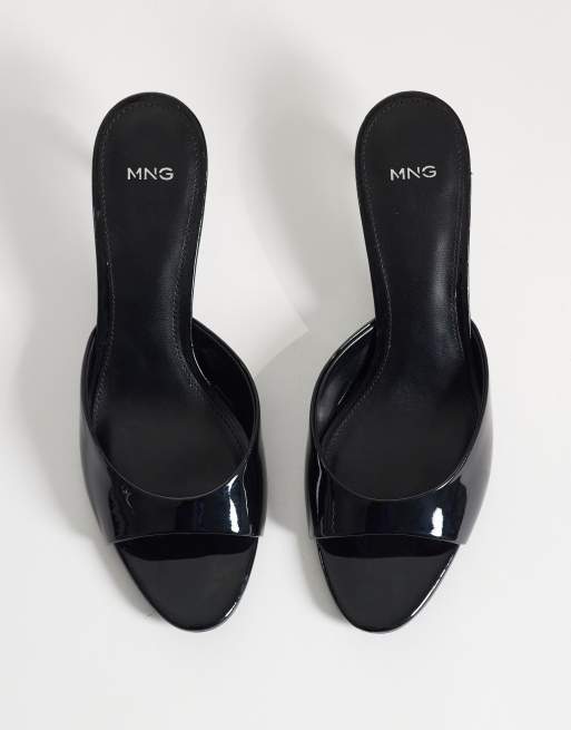 Mango starring Hailey Bieber heeled mule in black, 2 of 4