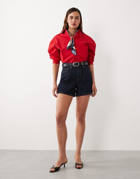 Mango starring Hailey Bieber - Indigoblå denimshorts - view 1