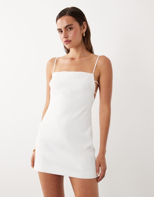 open back mini dress Backless Short Beaded Low V-Neck Party Dress -PromGirl Platinum / 8