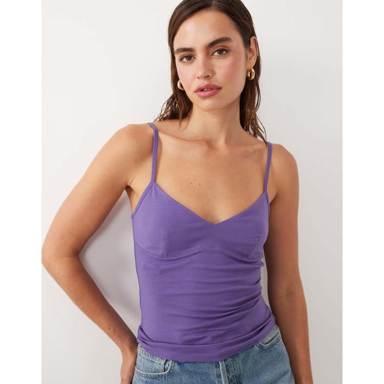 Mango starring Hailey Bieber structured cami top in purple | ASOS