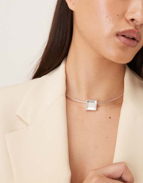 Mango – Statement-Choker in Silberoptik mit Schmuckstein-Detail - view 1