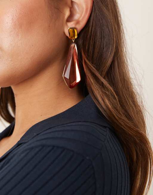 Mango statement drop earings in burnt orange