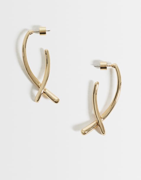 Mango statement drop earring in gold - view 1