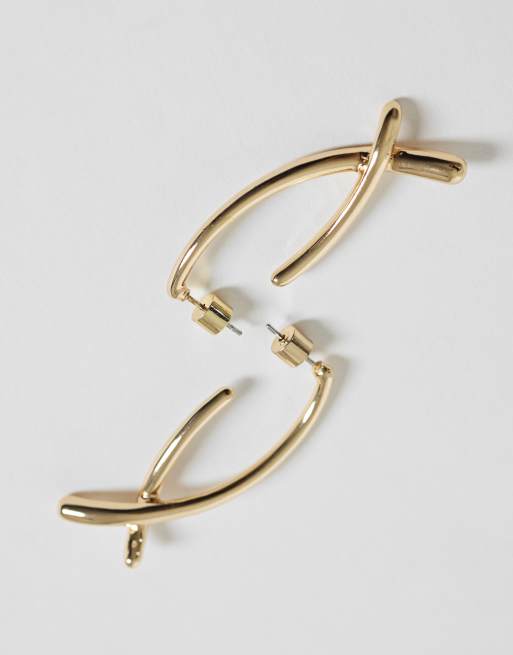 Mango statement drop earring in gold, 3 of 4