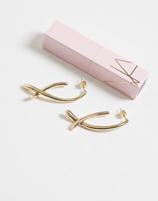 Mango statement drop earring in gold, 4 of 4