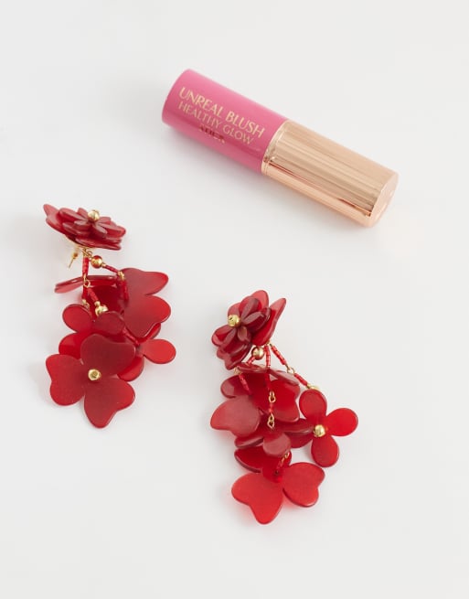 Mango statement flower earring in red, 2 of 4
