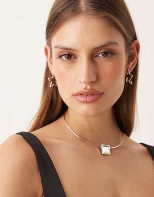 Mango Statement Jeweled Choker In Metallic