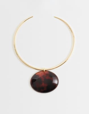 Mango Statement Pendant Necklace In Pink