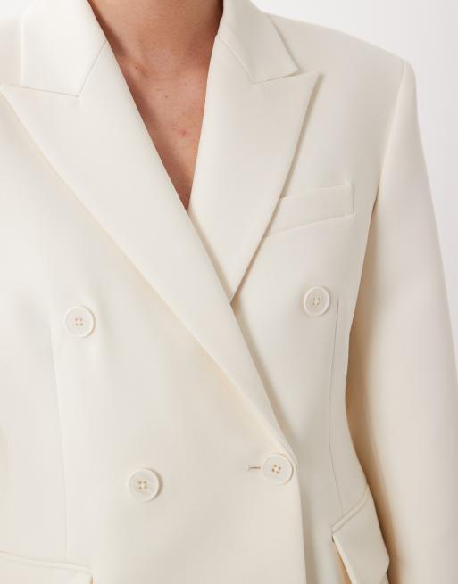 Mango statement shoulder blazer in cream, 2 of 4