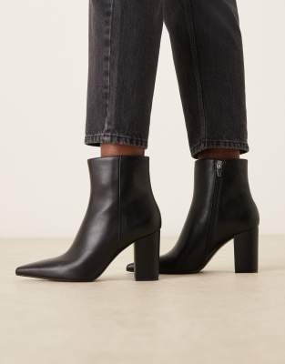 Mango - Stiefel aus strukturiertem Kunstleder in Schwarz mit Blockabsatz