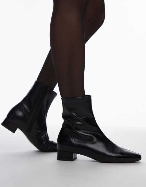 Mango – Stiefeletten in Schwarz mit eckiger Zehenpartie und niedrigem Absatz - view 1