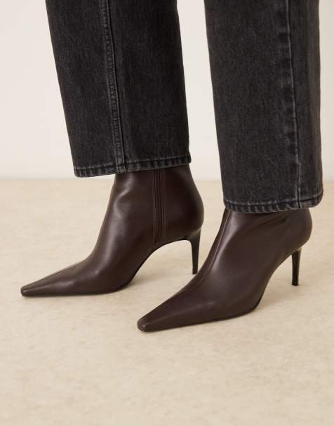 Mango stiletto ankle boots in dark brown - view 1