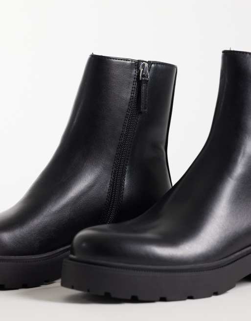 Mango stivale basso con suola spessa in pelle sintetica nero, 3 di 5