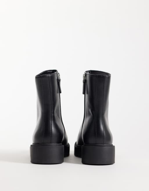 Mango stivale basso con suola spessa in pelle sintetica nero, 4 di 5