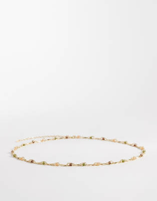Mango stone embellished chain belt in gold tone gold 9590₽