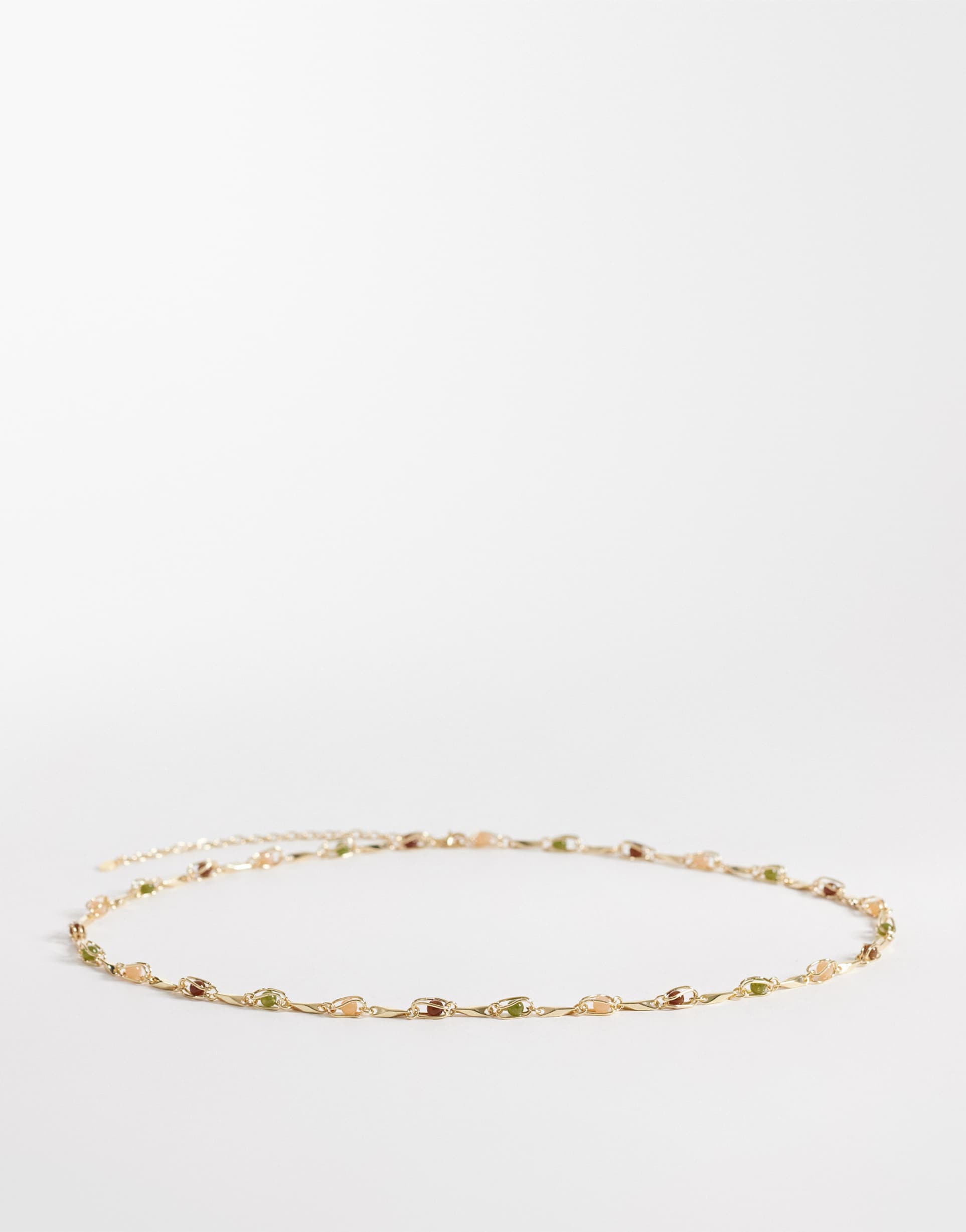 mango stone embellished chain belt in gold tone