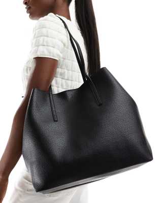 Mango - Stor tote-taske i sort | ASOS