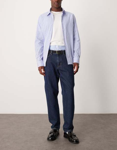 Mango straight fit denim jeans in dark wash blue - view 1