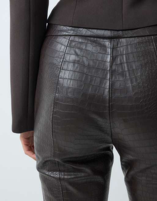 Mango Straight-Hose in Braun mit Kroko-Optik, 2 von 5