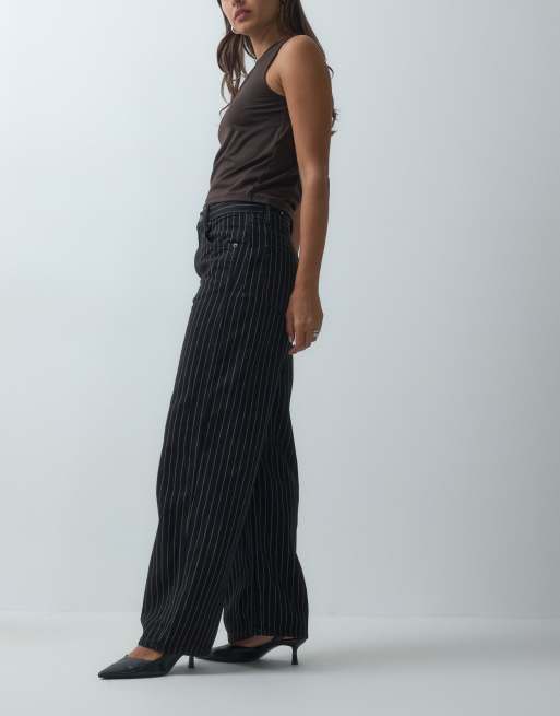 Mango straight jean in black stripe print, 2 of 5