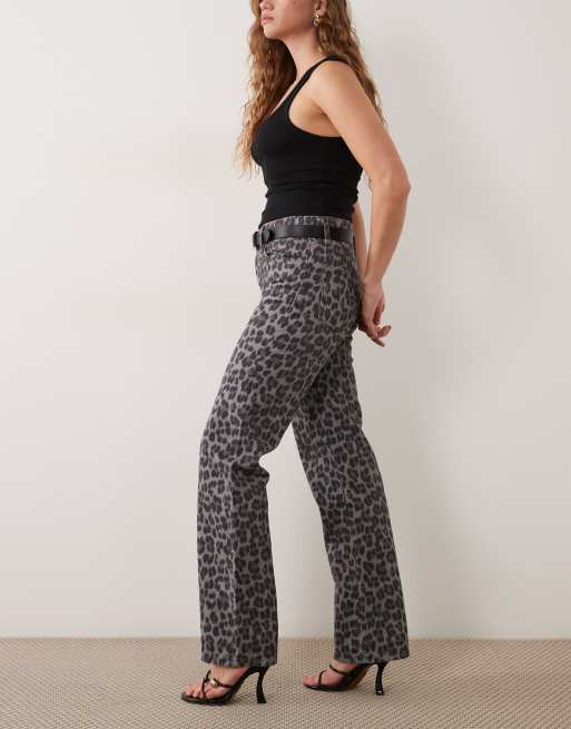 Mango straight jeans i grå leopardprint, 2 af 5