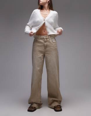 Mango - Straight Jeans in brauner Vintage-Waschung mit unversäubertem Saum-Brown