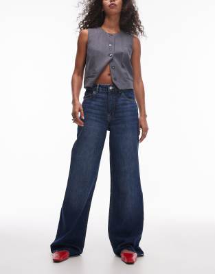 Mango - Straight Jeans in Dunkelblau mit unbehandeltem Saum