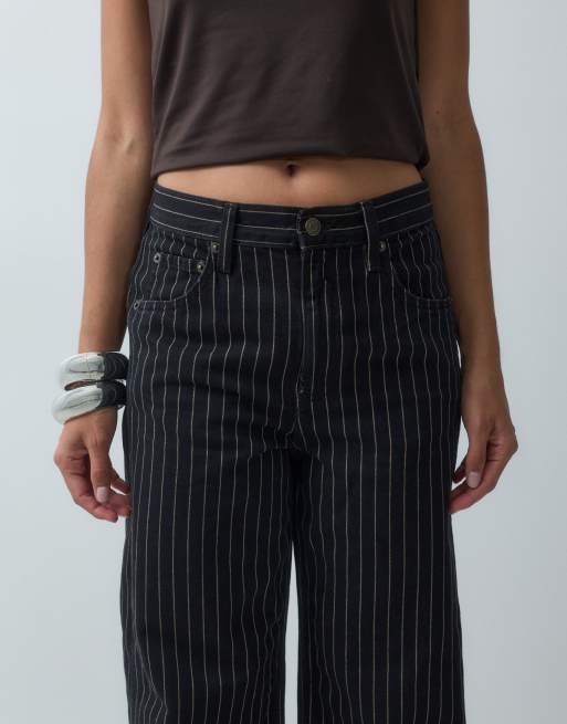 Mango straight jeans med sort stribemønster, 4 af 5