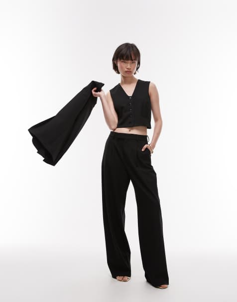 Mango straight leg classic trouser co-ord in black