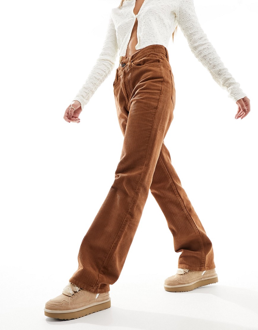 Mango straight leg cord jeans in brown