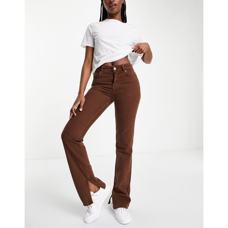 Ladies brown 2025 straight leg jeans