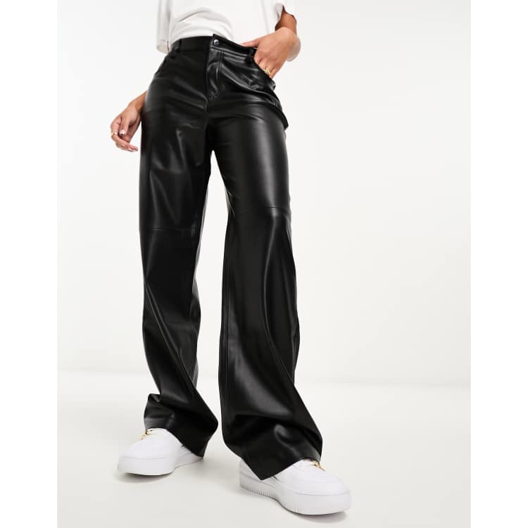 Straight Leg High Waisted Leather Trousers