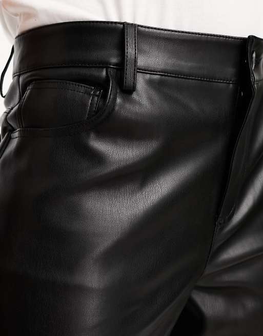 Straight Leg High Waisted Leather Trousers