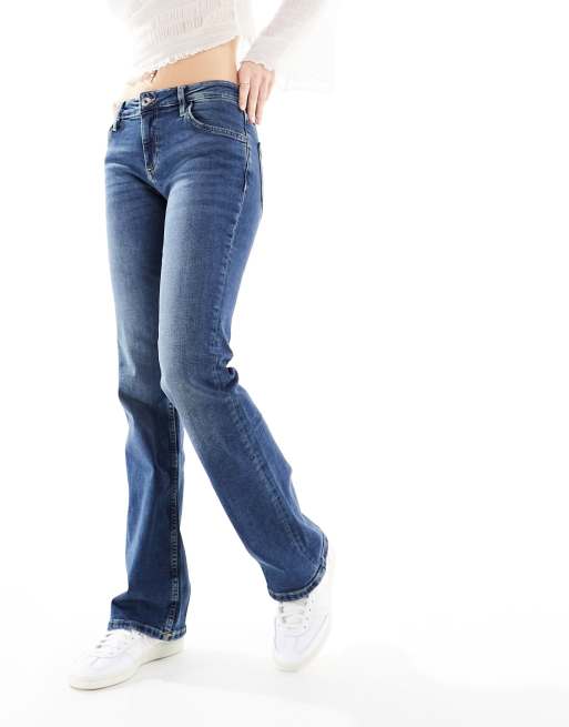 Flared Fit Mid waist Jeans, Medium Blue