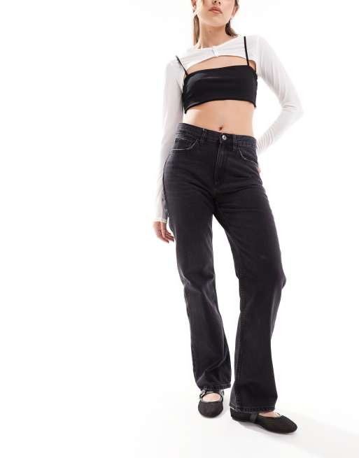 Mango straight leg jeans in black