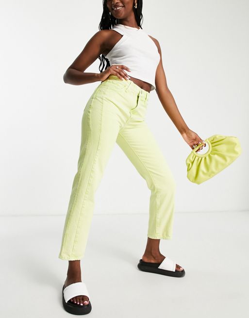 Cotton On panel straight leg jeans in green