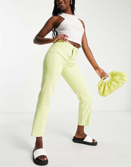 Cotton On panel straight leg jeans in green