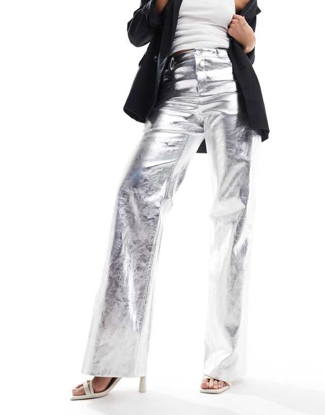 Mango - straight leg jeans in silver