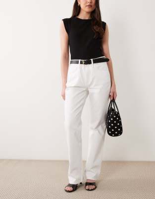 Mango Straight Leg Jeans In White