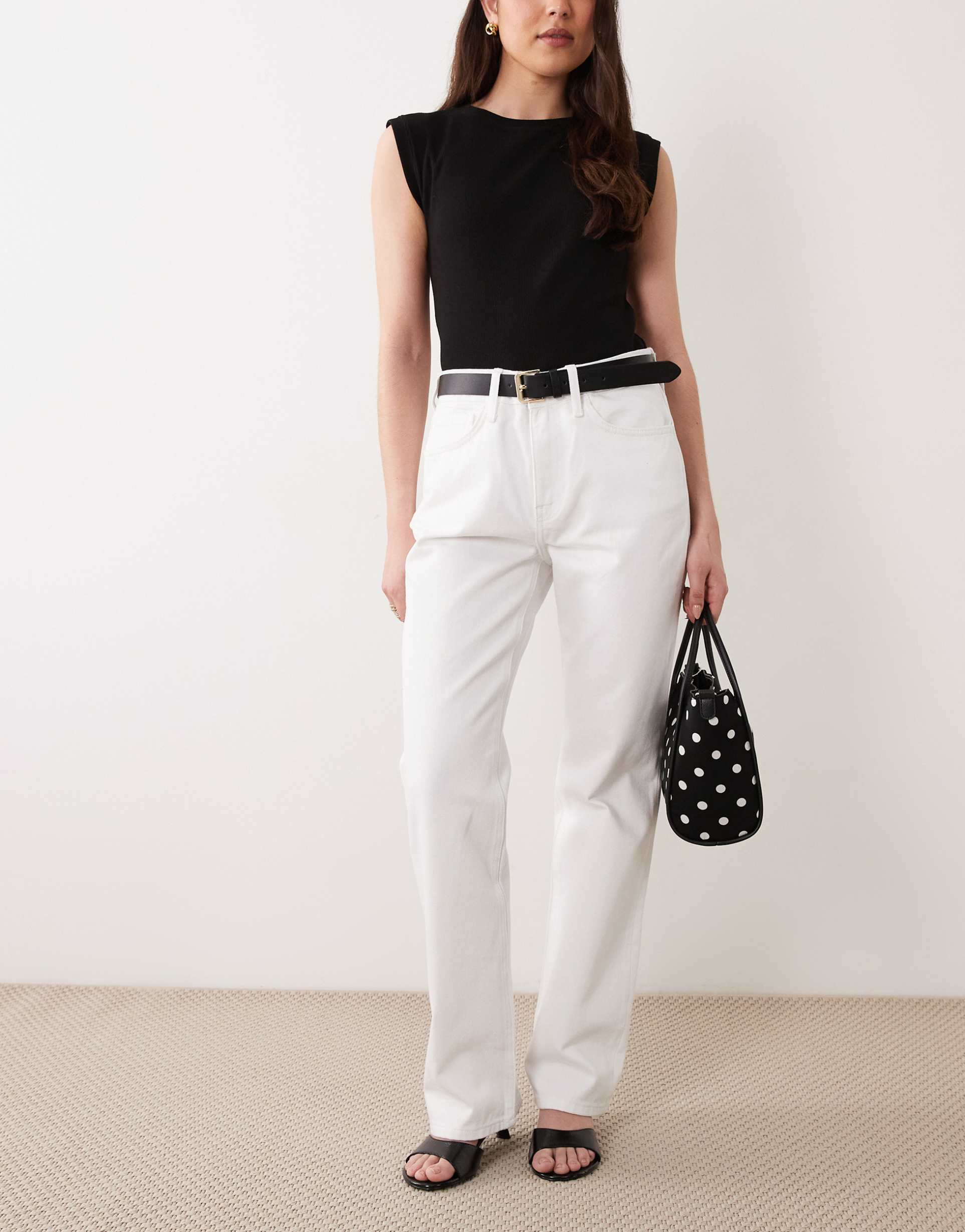 mango straight leg jeans in white