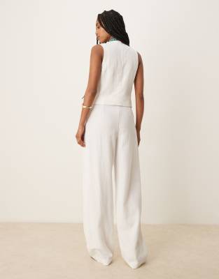 Mango straight leg lightweight tie waist detail pants in white - part of a set
