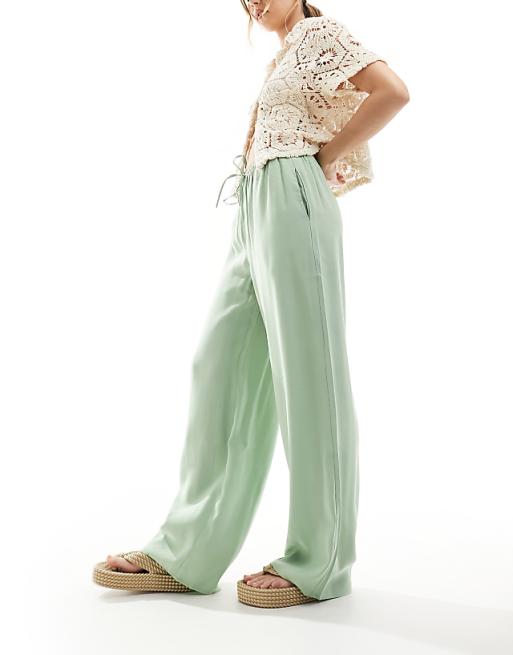 Mango straight leg linen pants in sage green | ASOS Mango straight leg linen pants in sage green | ASOS