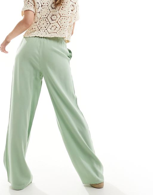 Mango straight leg linen pants in sage green | ASOS Mango straight leg linen pants in sage green | ASOS